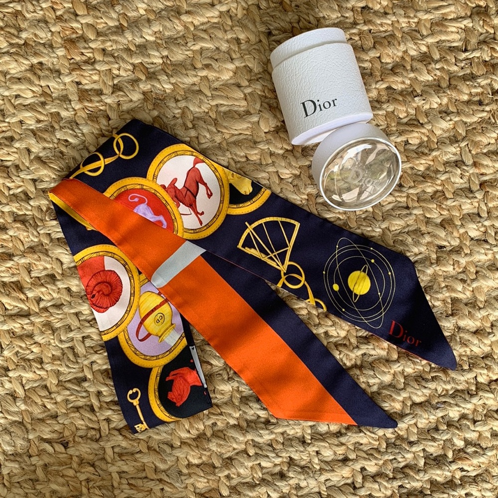 Beautiful Rare Silk DIOR Skinny Scarf with Original Box